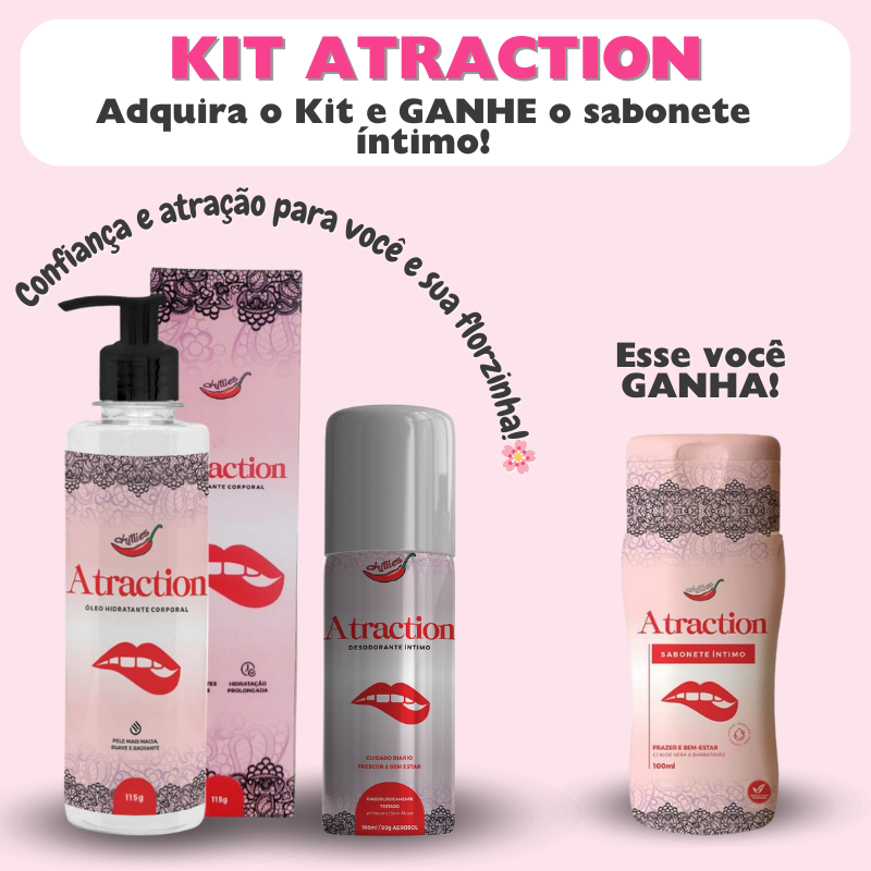 Kit Atraction – Hidratante, Desodorante e sabonete para região íntima